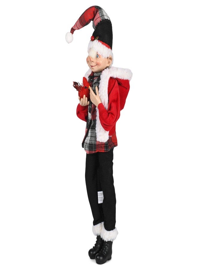 RAZ Imports Mister Snowman 16" Posable Elf Asst of 2 w/Cardinal Bird - Image 3
